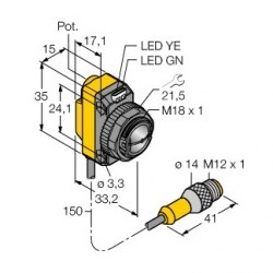 Cảm biến quang Turck QS18EP6CV45Q5 Cảm biến quang Turck QS18EP6CV45Q5